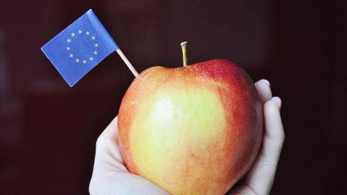 Apfel mit Europaflagge