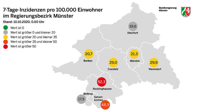 Inzidenzen im Regierungsbezirk