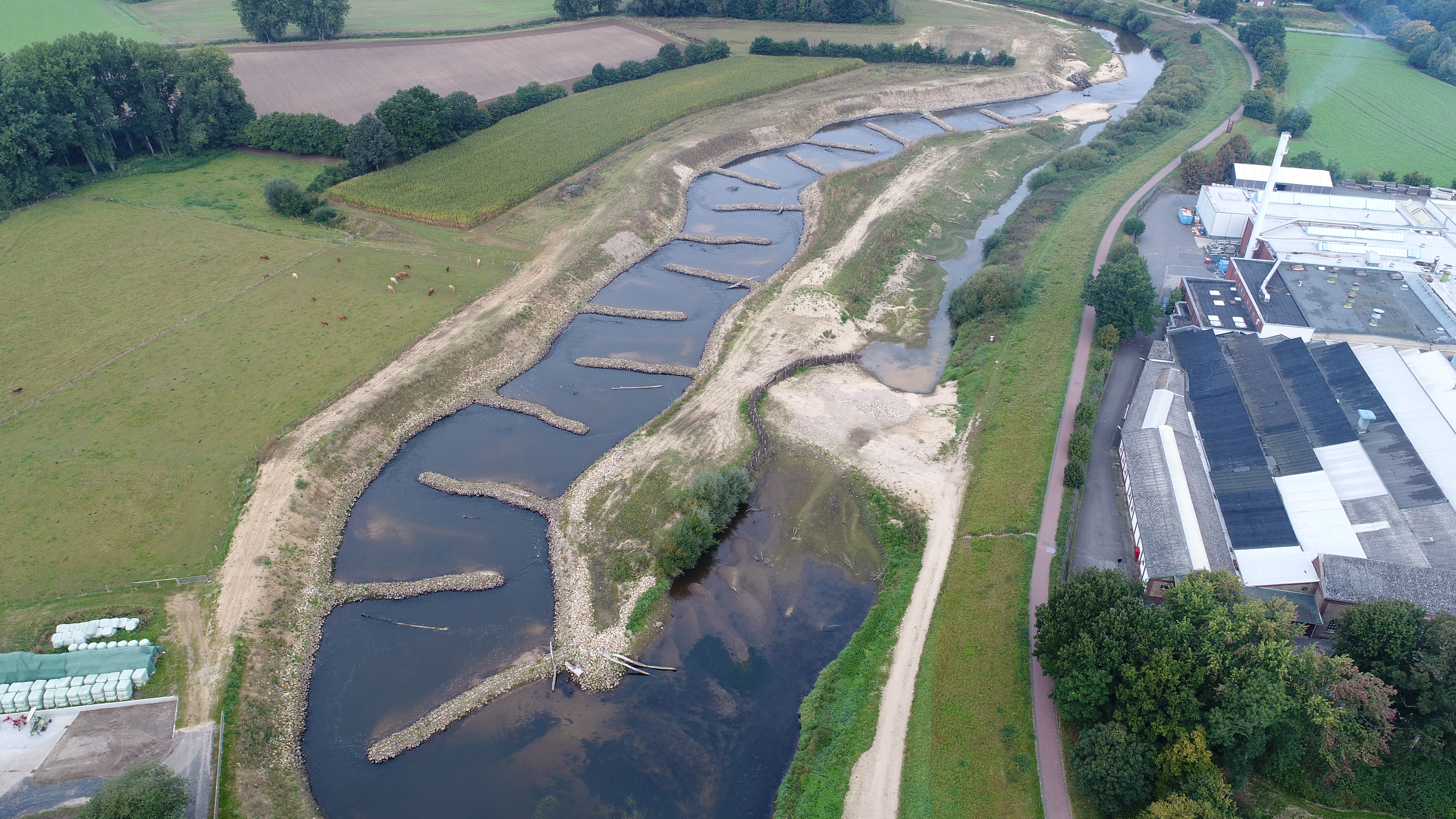 Blick auf den Bauabschnitt Wehr Cramer direkt nach dem Umbau 
