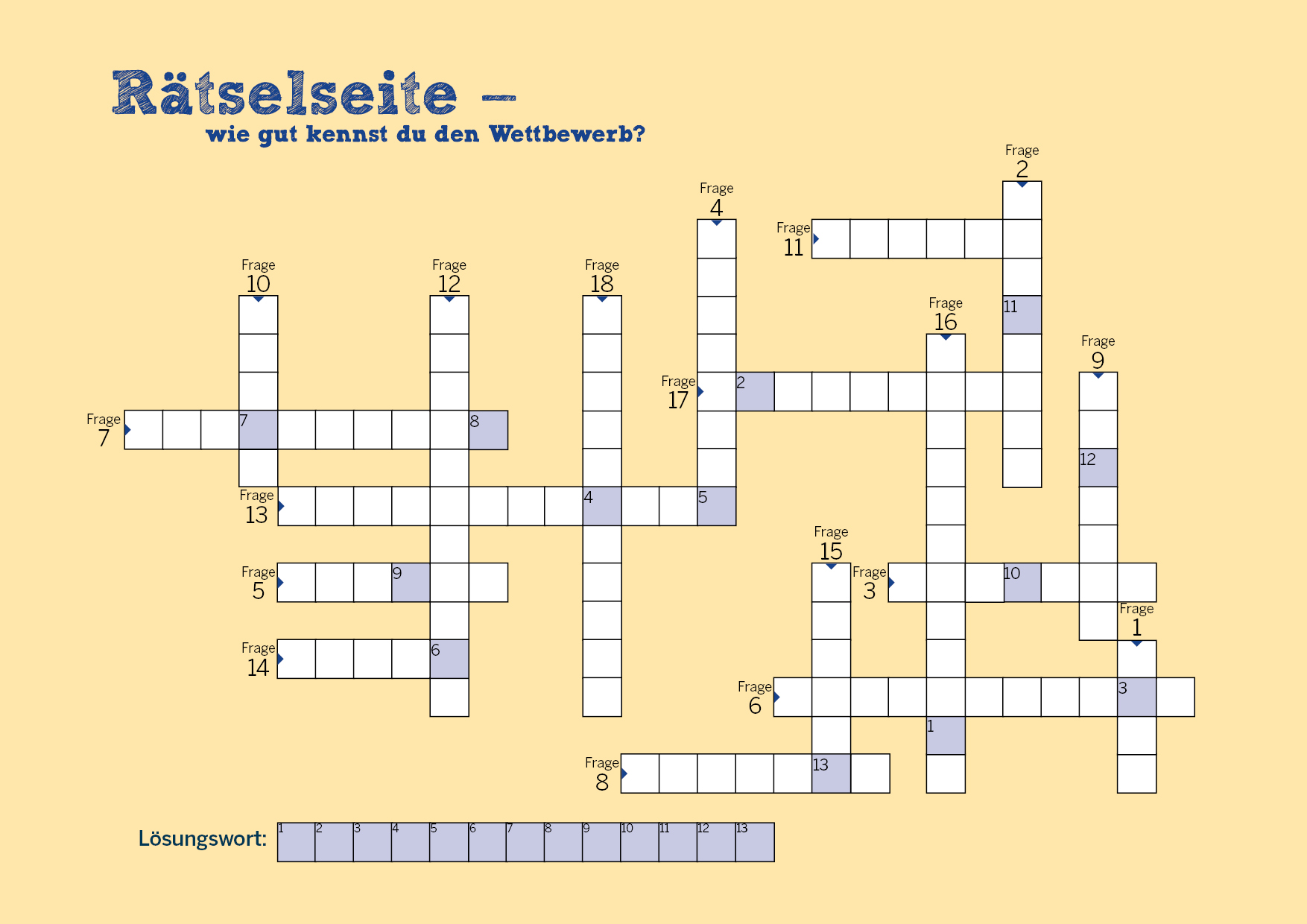 Das Bild enthält ein Gitterrätsel mit einem Lösungswort für 13 Buchstaben