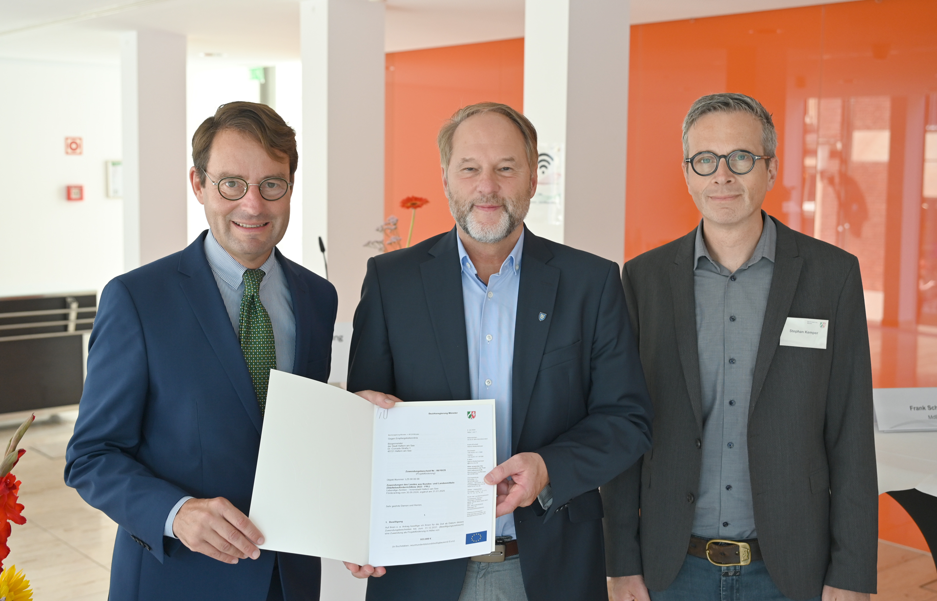 Förderbescheidübergabe an die Stadt Haltern am See