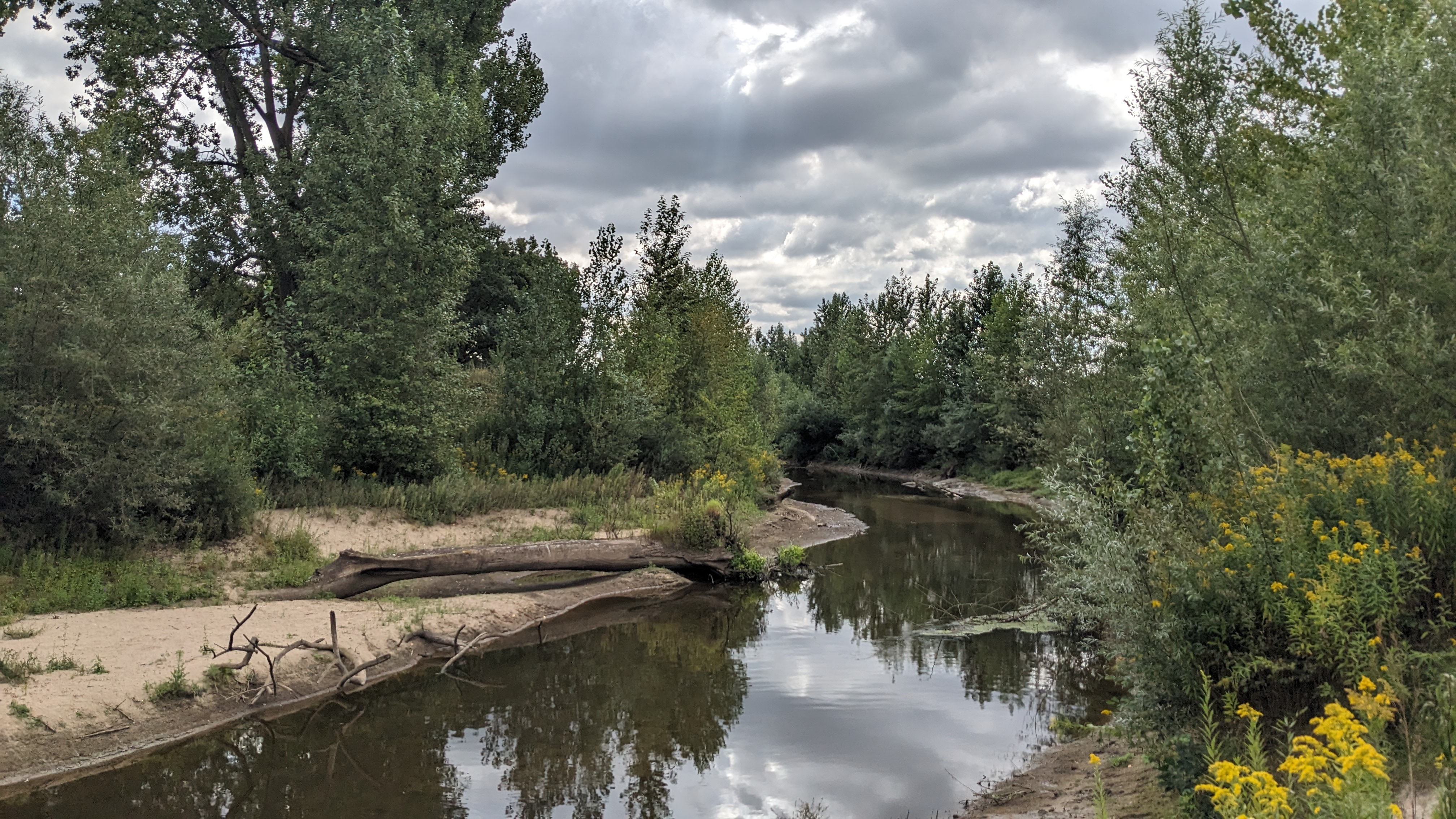 Landschaft mit Ufer und Fluss