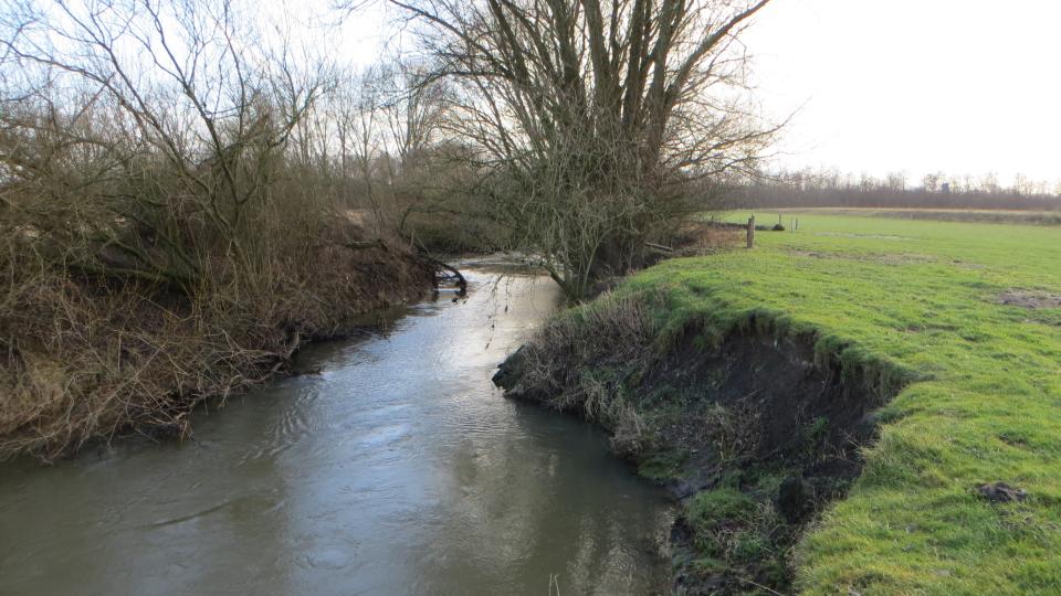 Landschaft mit Ufer und Fluss