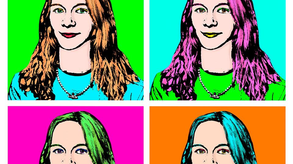 Jugendliche blickt in die Kamera im Warholdesign