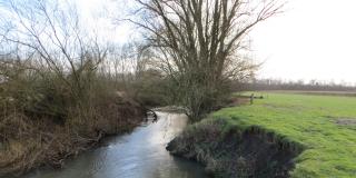 Landschaft mit Ufer und Fluss
